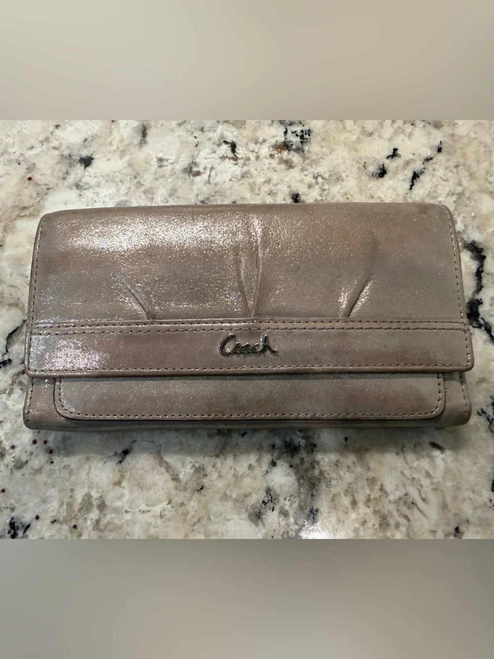 Coach EUC Metallic Pearl Leather Soho Shoulder Bag w/Wallet
